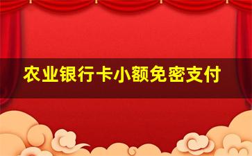 农业银行卡小额免密支付