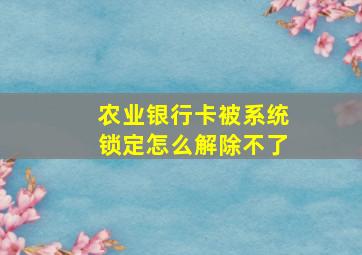 农业银行卡被系统锁定怎么解除不了