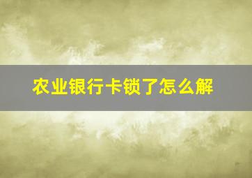 农业银行卡锁了怎么解