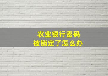 农业银行密码被锁定了怎么办