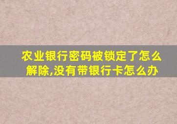 农业银行密码被锁定了怎么解除,没有带银行卡怎么办