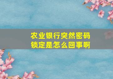 农业银行突然密码锁定是怎么回事啊