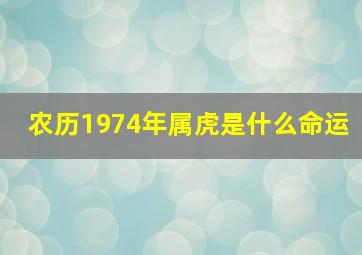 农历1974年属虎是什么命运