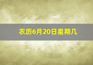 农历6月20日星期几