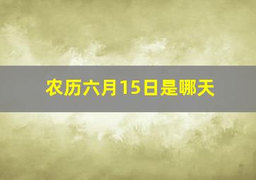 农历六月15日是哪天