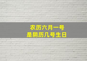 农历六月一号是阴历几号生日