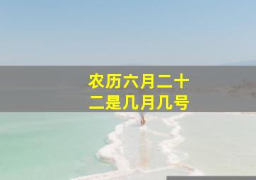 农历六月二十二是几月几号