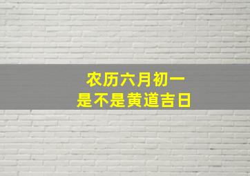 农历六月初一是不是黄道吉日