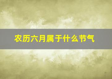 农历六月属于什么节气