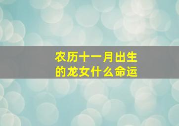 农历十一月出生的龙女什么命运