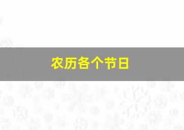 农历各个节日