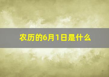 农历的6月1日是什么