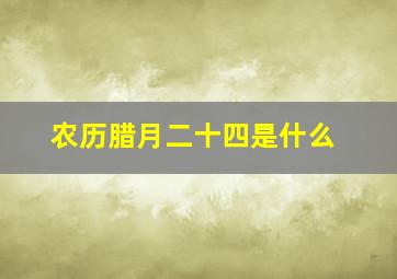 农历腊月二十四是什么