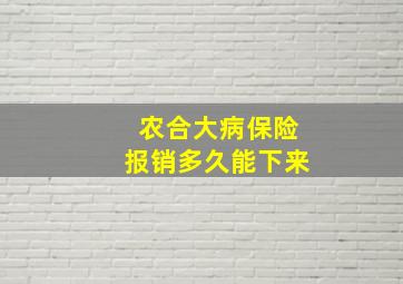 农合大病保险报销多久能下来