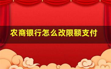 农商银行怎么改限额支付