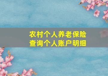 农村个人养老保险查询个人账户明细