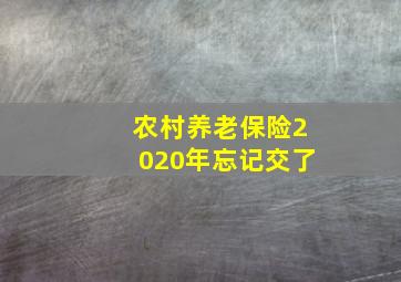 农村养老保险2020年忘记交了