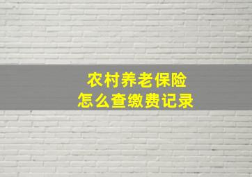 农村养老保险怎么查缴费记录