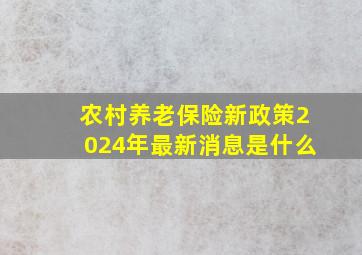 农村养老保险新政策2024年最新消息是什么