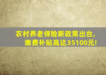 农村养老保险新政策出台,缴费补贴高达35100元!