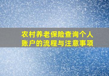 农村养老保险查询个人账户的流程与注意事项