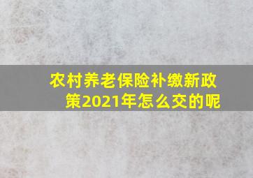 农村养老保险补缴新政策2021年怎么交的呢