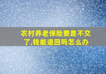 农村养老保险要是不交了,钱能退回吗怎么办