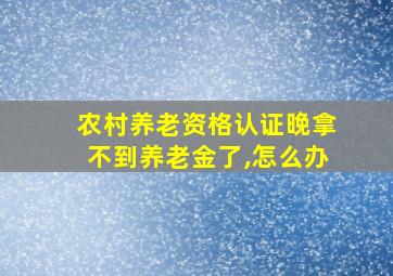 农村养老资格认证晚拿不到养老金了,怎么办