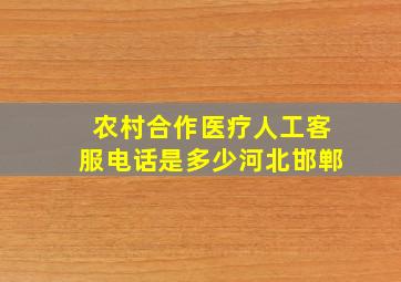 农村合作医疗人工客服电话是多少河北邯郸