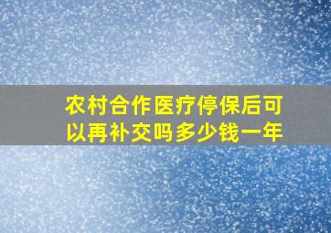 农村合作医疗停保后可以再补交吗多少钱一年