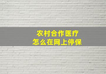 农村合作医疗怎么在网上停保