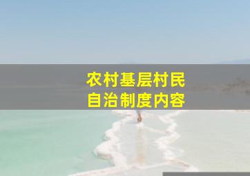 农村基层村民自治制度内容