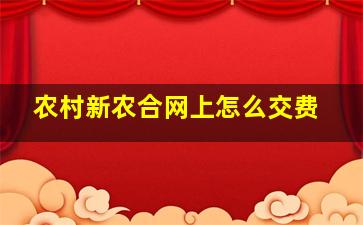 农村新农合网上怎么交费