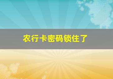 农行卡密码锁住了