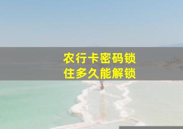 农行卡密码锁住多久能解锁