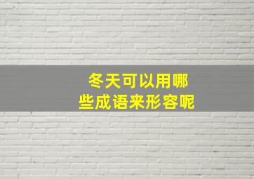 冬天可以用哪些成语来形容呢