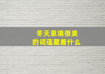 冬天意境很美的词蕴藏着什么