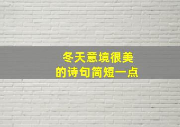 冬天意境很美的诗句简短一点