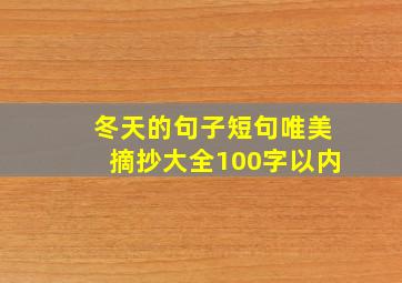 冬天的句子短句唯美摘抄大全100字以内