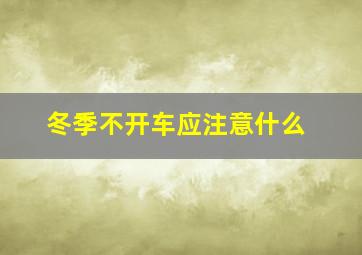 冬季不开车应注意什么