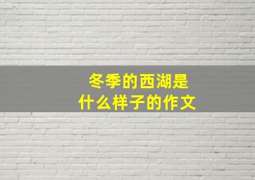 冬季的西湖是什么样子的作文