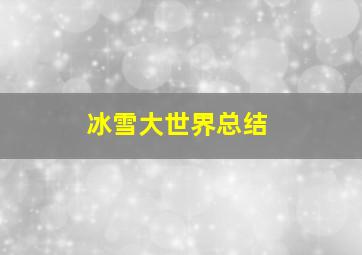 冰雪大世界总结