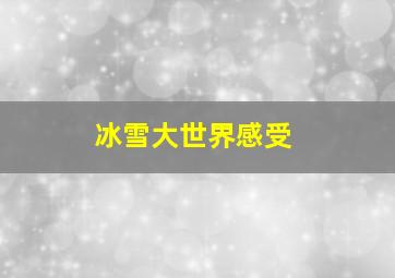 冰雪大世界感受