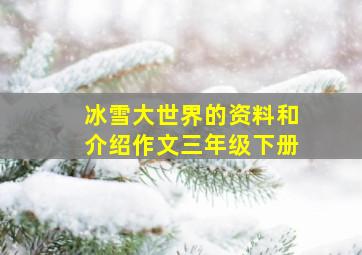 冰雪大世界的资料和介绍作文三年级下册