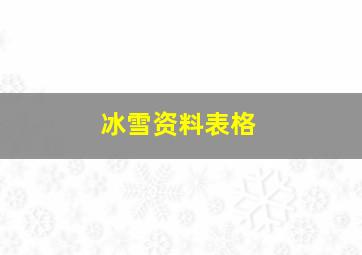 冰雪资料表格