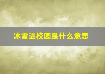 冰雪进校园是什么意思