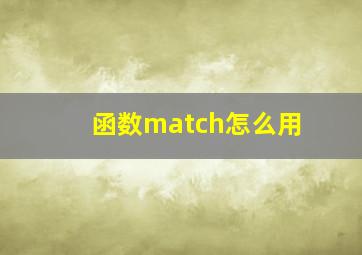 函数match怎么用