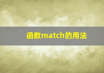 函数match的用法