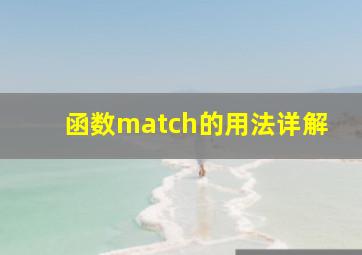 函数match的用法详解