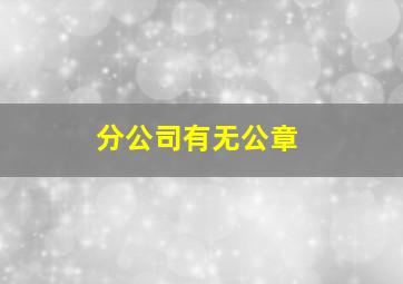 分公司有无公章